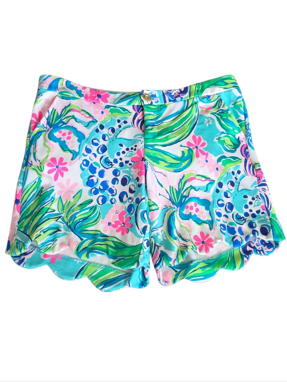 Lilly Pulitzer Darci Shorts Scalloped Edge Resort Ponte Size 10 Multicolor